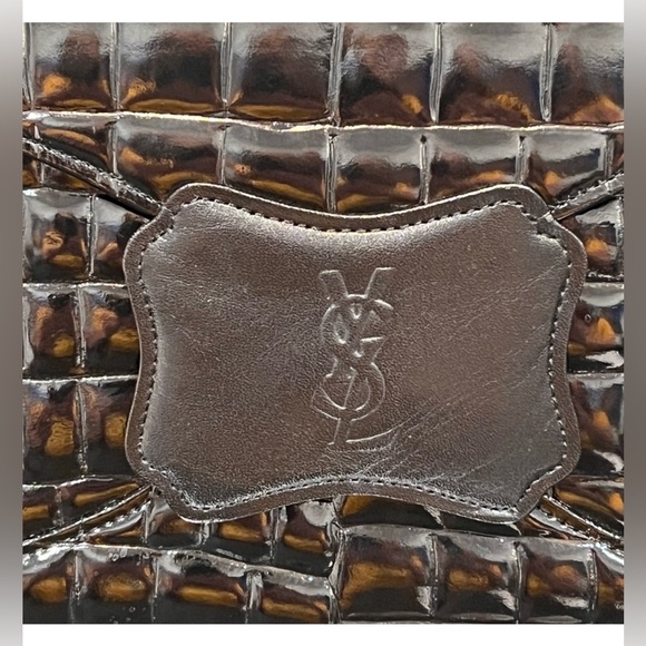 YSL - Yves Saint Laurent - croc effect Black leather evening or everyday clutch - Picture 3 of 9